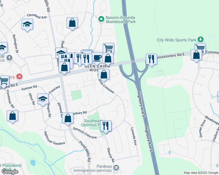 map of restaurants, bars, coffee shops, grocery stores, and more near 272 Banbury Crescent in London