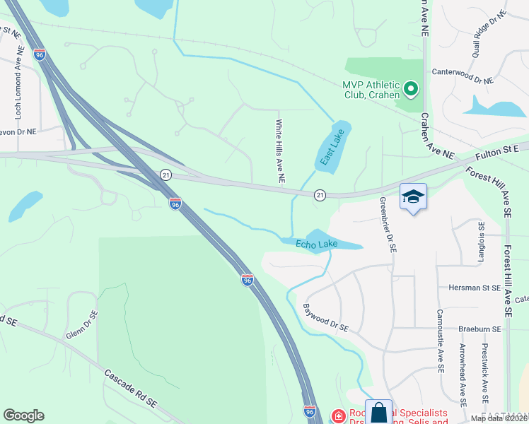 map of restaurants, bars, coffee shops, grocery stores, and more near 4010 Fulton Street East in Grand Rapids