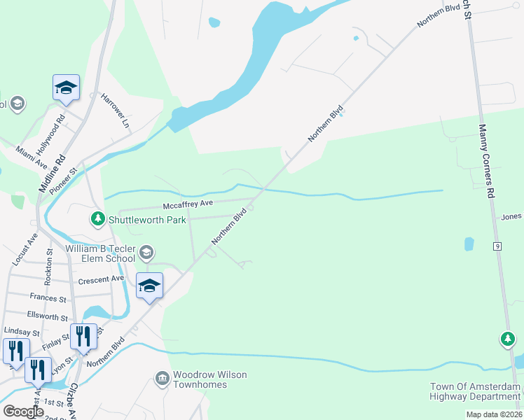 map of restaurants, bars, coffee shops, grocery stores, and more near 149 Northern Boulevard in Hagaman