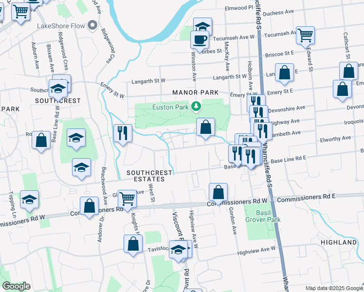 map of restaurants, bars, coffee shops, grocery stores, and more near 120 Centre Street in London