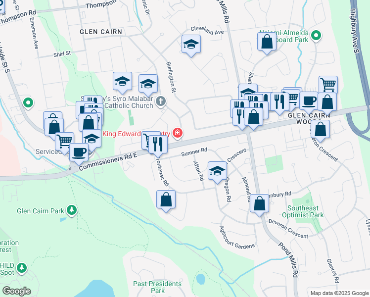 map of restaurants, bars, coffee shops, grocery stores, and more near 23 Sumner Road in London