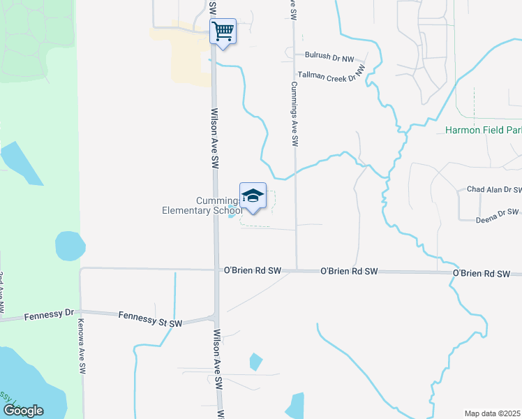 map of restaurants, bars, coffee shops, grocery stores, and more near 4261 Schoolcraft Street Southwest in Grand Rapids