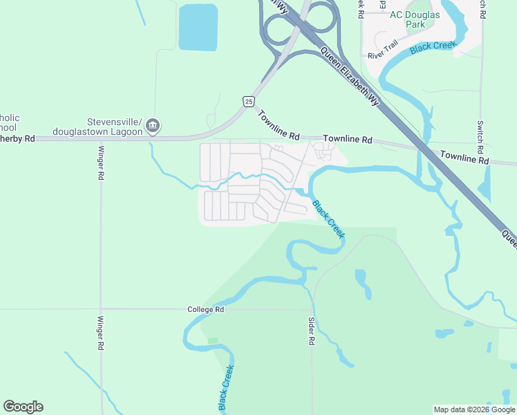 map of restaurants, bars, coffee shops, grocery stores, and more near Cricket Ln in Fort Erie