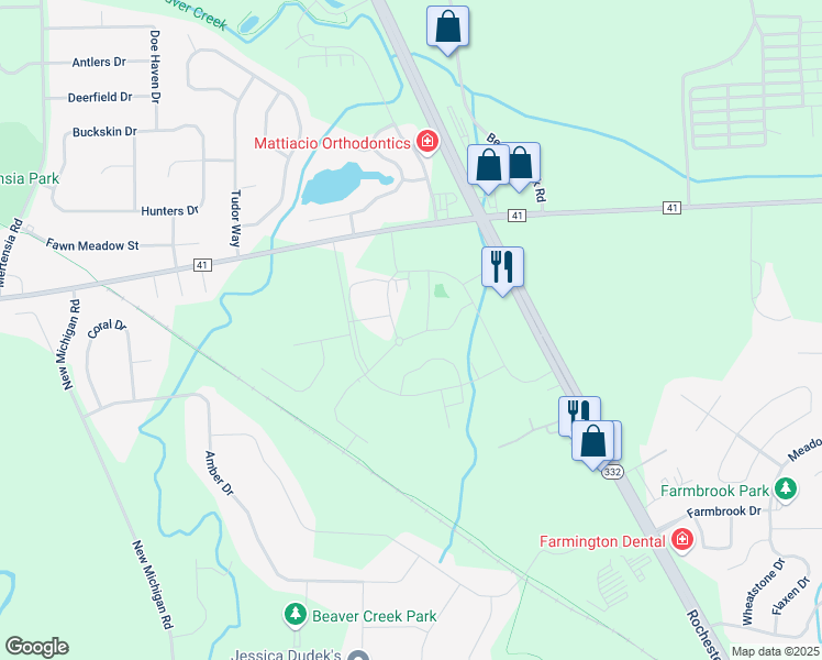 map of restaurants, bars, coffee shops, grocery stores, and more near 5966 Marsh Circle in Farmington