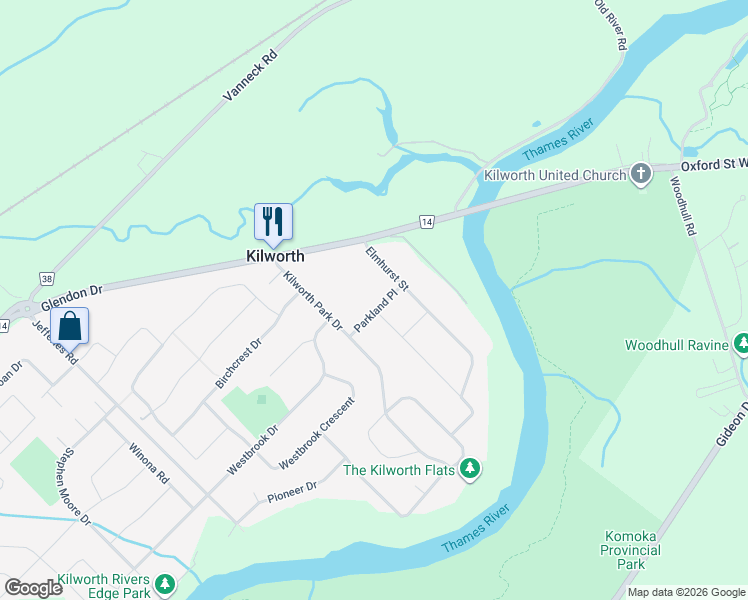 map of restaurants, bars, coffee shops, grocery stores, and more near 14 Elmhurst Street in Middlesex County