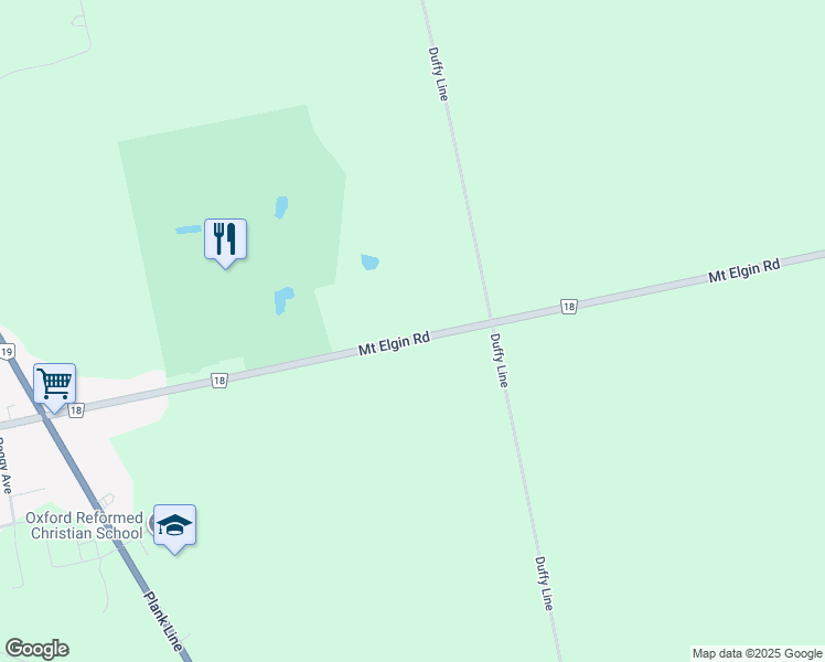 map of restaurants, bars, coffee shops, grocery stores, and more near 324235 Mount Elgin Road in Mount Elgin