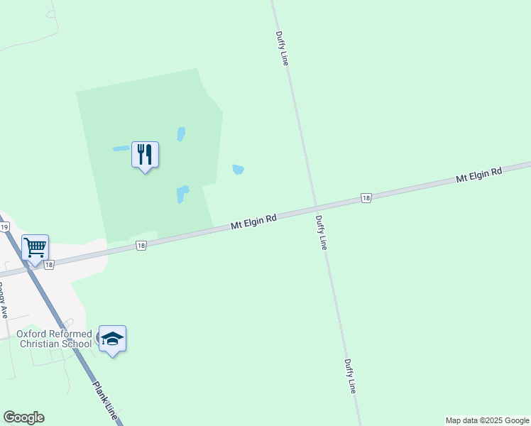 map of restaurants, bars, coffee shops, grocery stores, and more near 324235 Mount Elgin Road in Mount Elgin