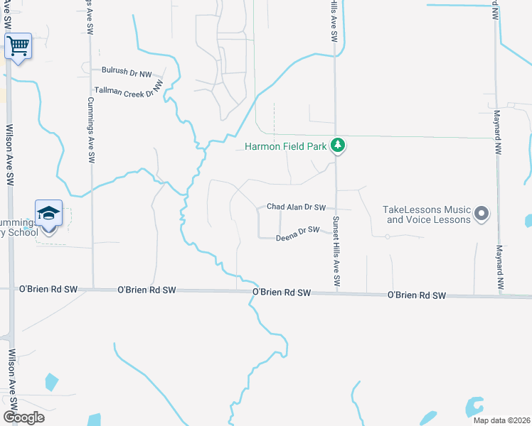map of restaurants, bars, coffee shops, grocery stores, and more near 3771 Chad Alan Drive Southwest in Walker