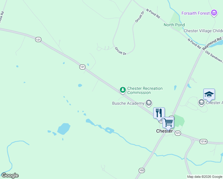 map of restaurants, bars, coffee shops, grocery stores, and more near 171 Chester Street in Chester
