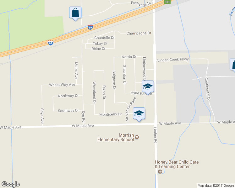 map of restaurants, bars, coffee shops, grocery stores, and more near 4423 Sulgrave Drive in Swartz Creek