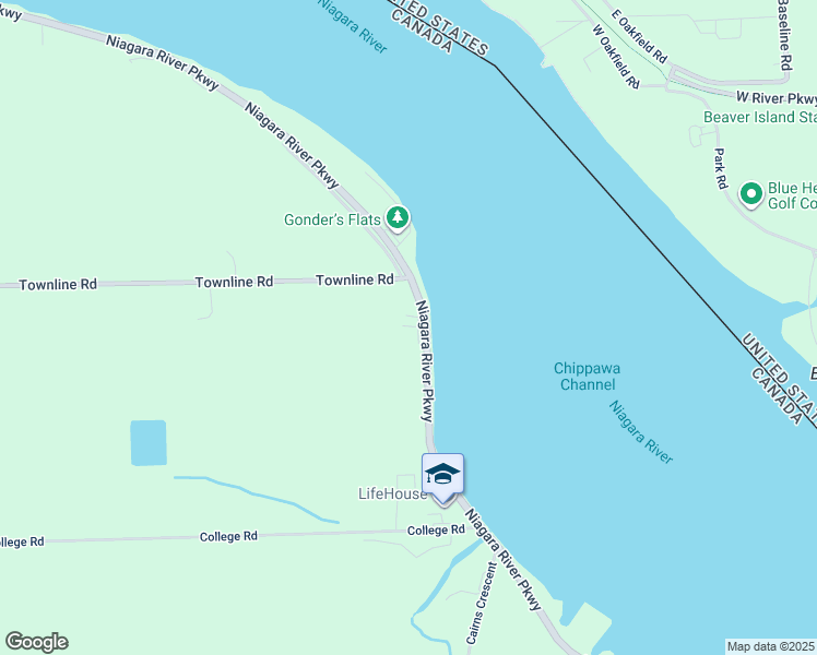 map of restaurants, bars, coffee shops, grocery stores, and more near 2815 Niagara Parkway in Fort Erie