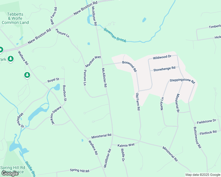 map of restaurants, bars, coffee shops, grocery stores, and more near 65 McAllister Road in Bedford