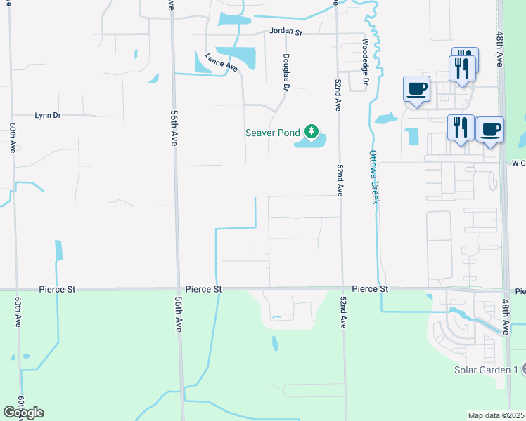 map of restaurants, bars, coffee shops, grocery stores, and more near 10569 Richfield Lane in Allendale Charter Township