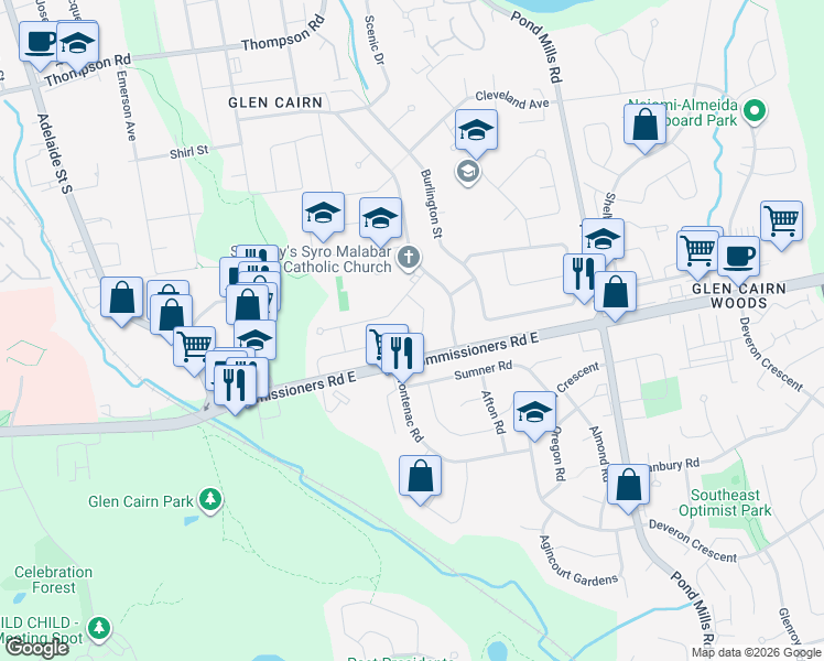 map of restaurants, bars, coffee shops, grocery stores, and more near 939 Eagle Crescent in London