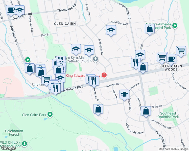 map of restaurants, bars, coffee shops, grocery stores, and more near 941 Eagle Crescent in London