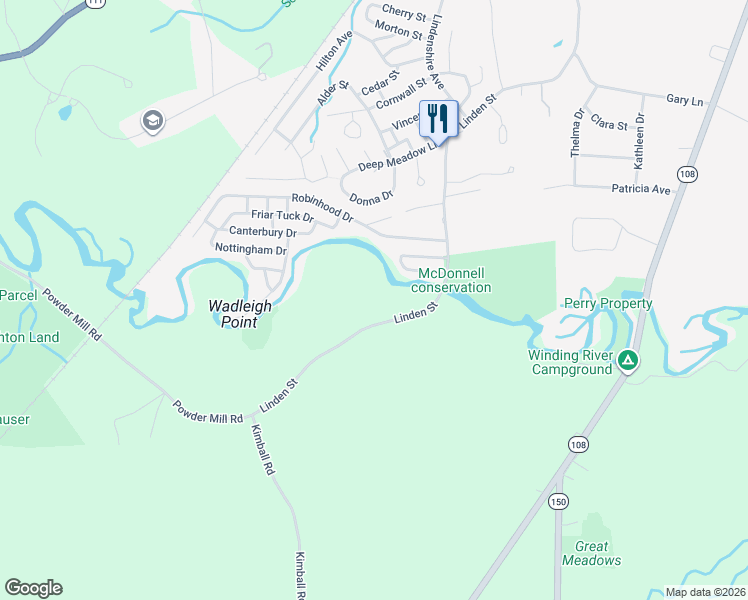 map of restaurants, bars, coffee shops, grocery stores, and more near 117-141 Linden Street in Exeter