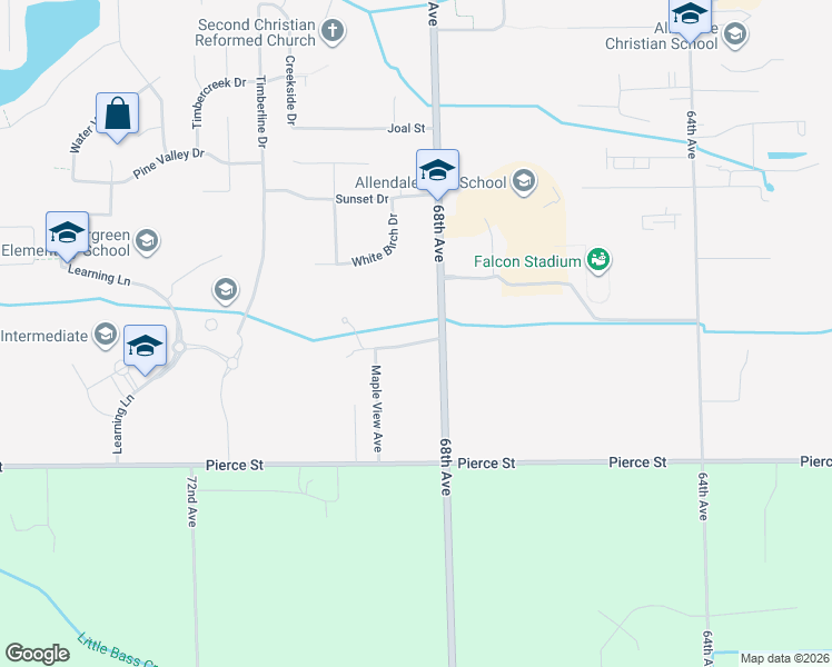 map of restaurants, bars, coffee shops, grocery stores, and more near 6839 Maple Brook Drive in Allendale Charter Township