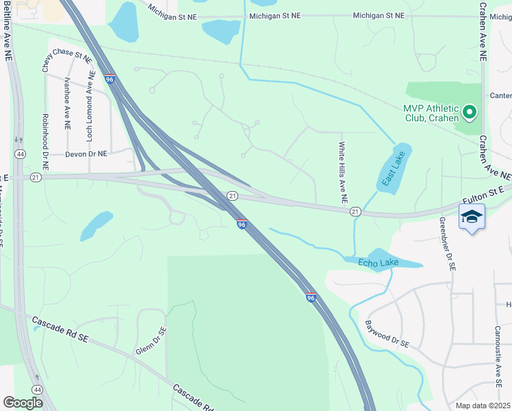 map of restaurants, bars, coffee shops, grocery stores, and more near 3828 Fulton Street East in Grand Rapids