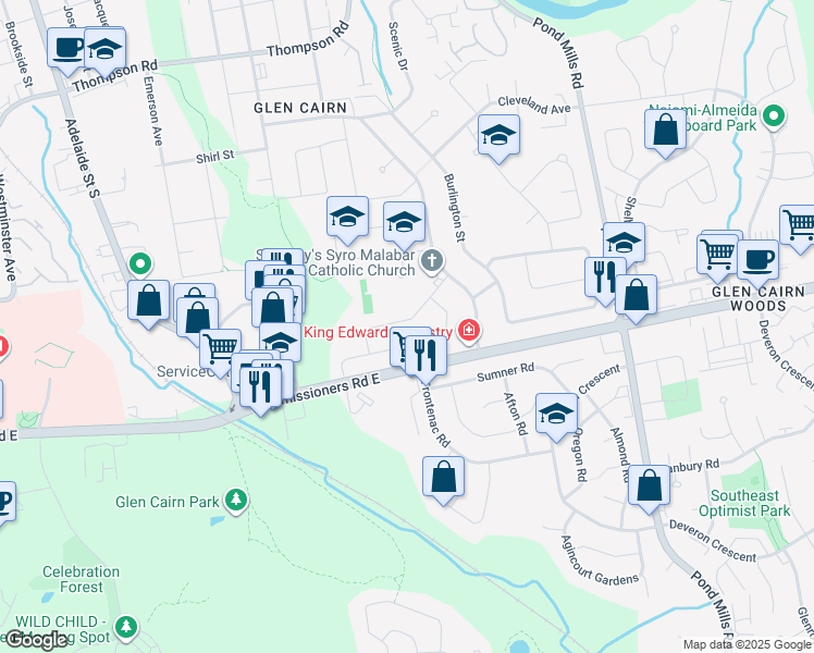 map of restaurants, bars, coffee shops, grocery stores, and more near 941 Eagle Crescent in London
