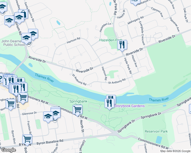 map of restaurants, bars, coffee shops, grocery stores, and more near 64 Georgia Road in London