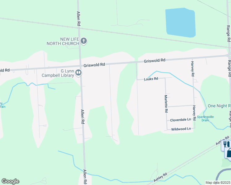 map of restaurants, bars, coffee shops, grocery stores, and more near 1892 Omar Road in Smiths Creek