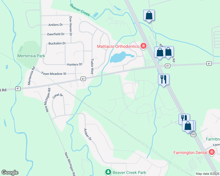 map of restaurants, bars, coffee shops, grocery stores, and more near 7010 Cooper Place in Farmington