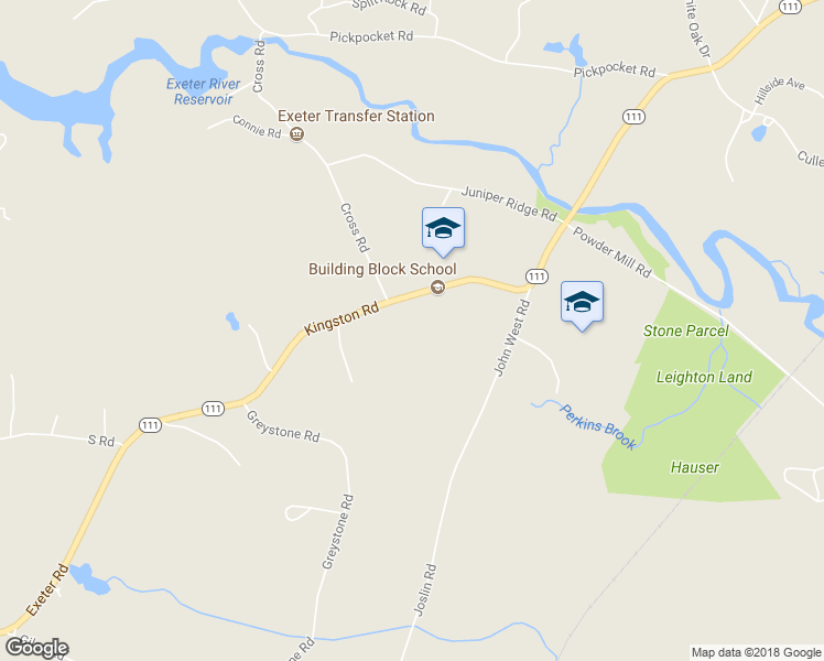 map of restaurants, bars, coffee shops, grocery stores, and more near 134 Kingston Road in Exeter
