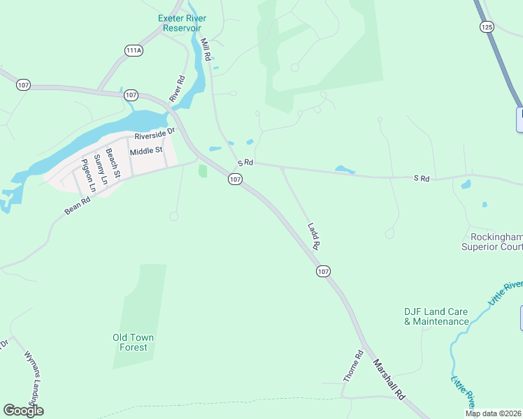 map of restaurants, bars, coffee shops, grocery stores, and more near 22-98 New Hampshire 107 in Brentwood