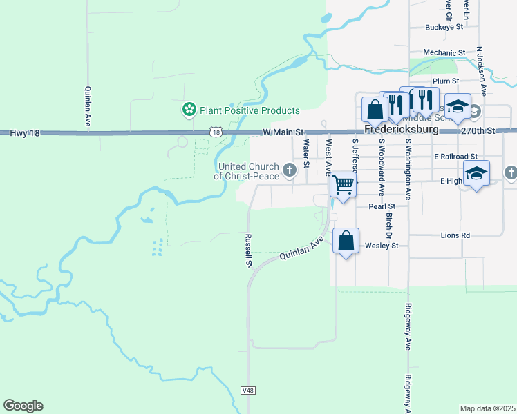 map of restaurants, bars, coffee shops, grocery stores, and more near 101 South Grove Street in Fredericksburg