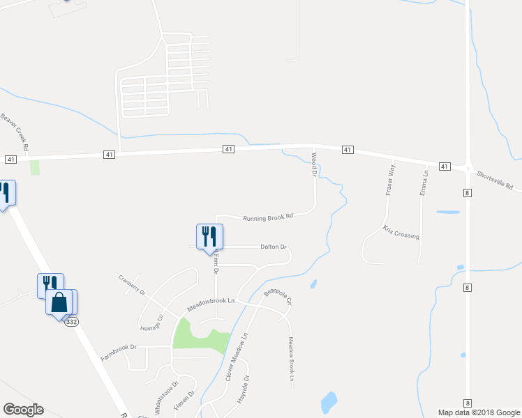 map of restaurants, bars, coffee shops, grocery stores, and more near 5714 Running Brook Road in Farmington