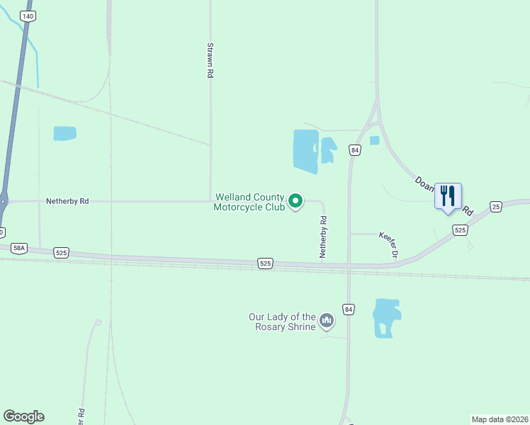map of restaurants, bars, coffee shops, grocery stores, and more near 571 Netherby Road in Welland