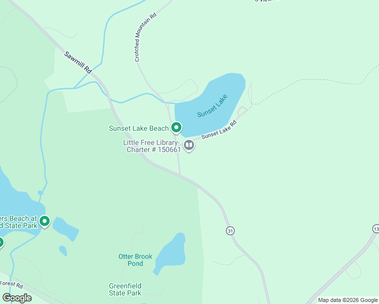 map of restaurants, bars, coffee shops, grocery stores, and more near 50 Crotched Mountain Road in Greenfield
