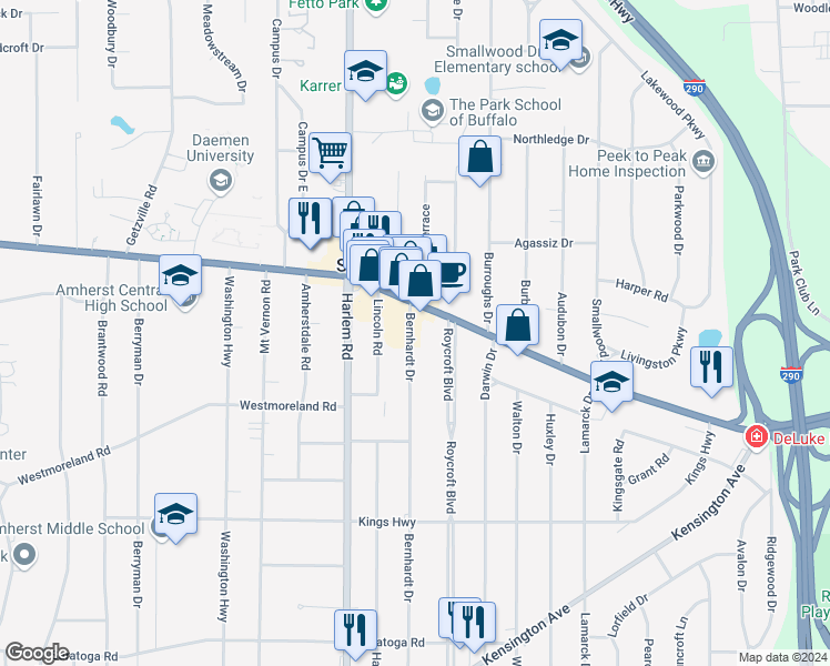 map of restaurants, bars, coffee shops, grocery stores, and more near in Erie County