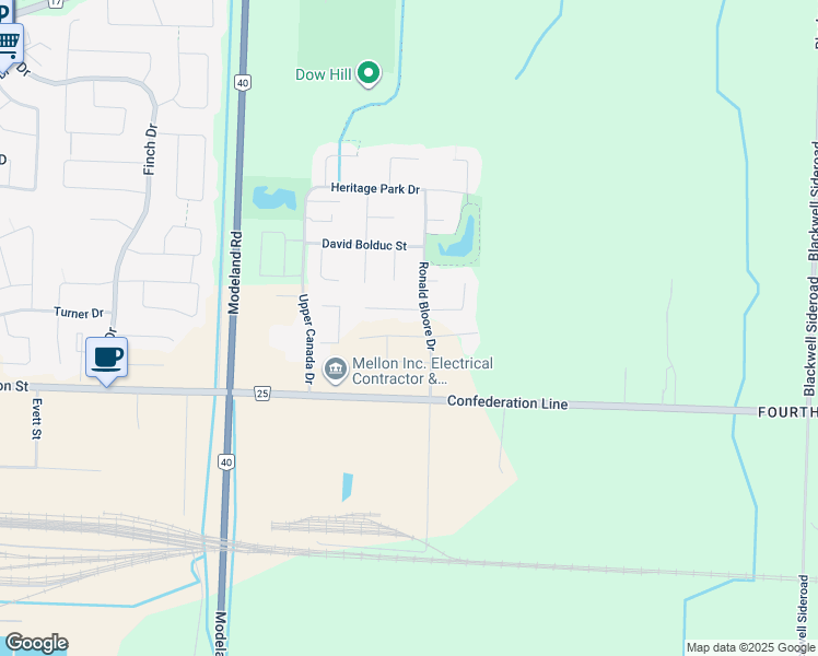 map of restaurants, bars, coffee shops, grocery stores, and more near in Sarnia