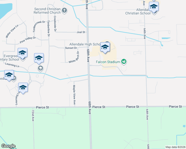 map of restaurants, bars, coffee shops, grocery stores, and more near 10598-10628 68th Avenue in Allendale Charter Township
