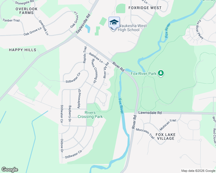 map of restaurants, bars, coffee shops, grocery stores, and more near 2740 Portage Circle in Waukesha