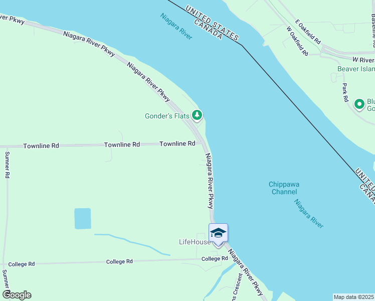 map of restaurants, bars, coffee shops, grocery stores, and more near 2815 Niagara Parkway in Fort Erie