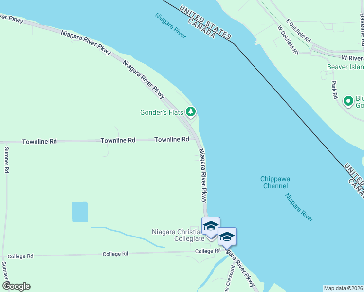 map of restaurants, bars, coffee shops, grocery stores, and more near 2815 Niagara Parkway in Fort Erie