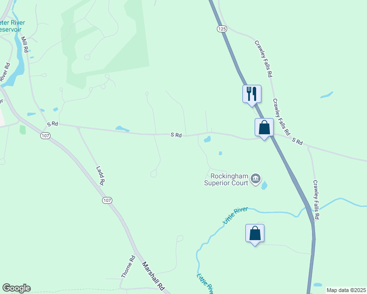 map of restaurants, bars, coffee shops, grocery stores, and more near 348 South Road in Brentwood