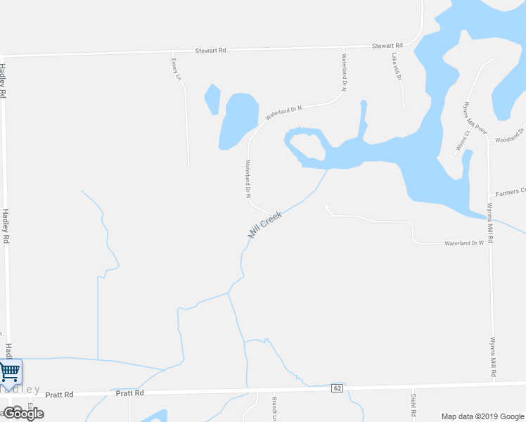 map of restaurants, bars, coffee shops, grocery stores, and more near Waterland Drive in Metamora