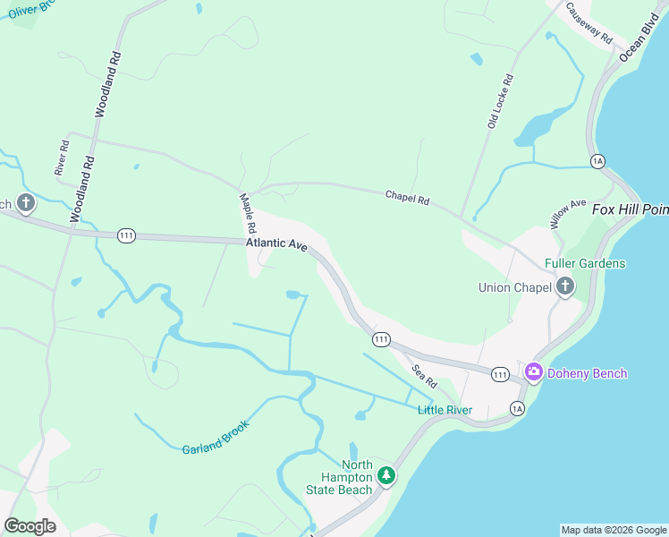 map of restaurants, bars, coffee shops, grocery stores, and more near 45 Atlantic Avenue in North Hampton