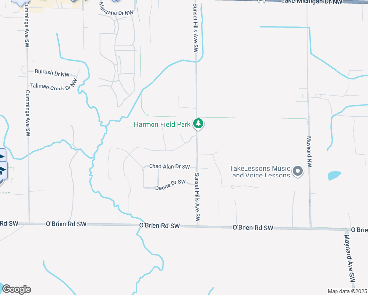 map of restaurants, bars, coffee shops, grocery stores, and more near 3773 Jason Ridge Lane Southwest in Walker