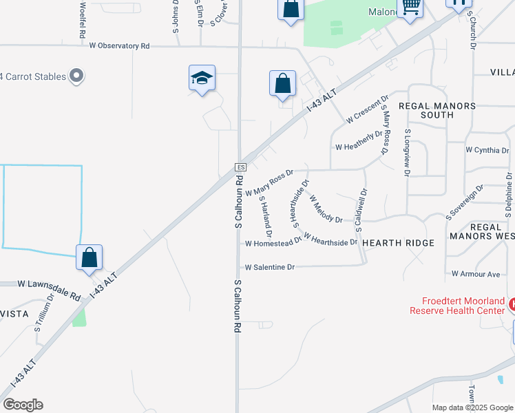 map of restaurants, bars, coffee shops, grocery stores, and more near 17155 West Mary Ross Drive in New Berlin