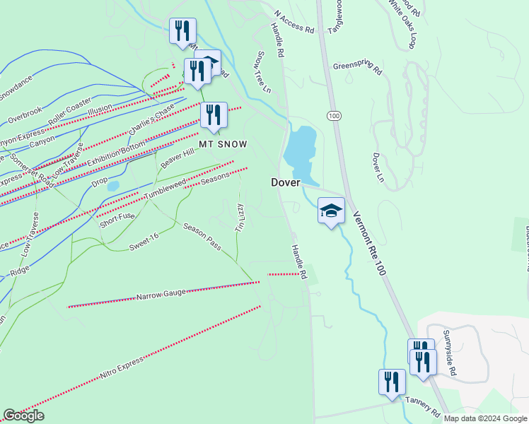 map of restaurants, bars, coffee shops, grocery stores, and more near 8 Seasons Drive in Dover