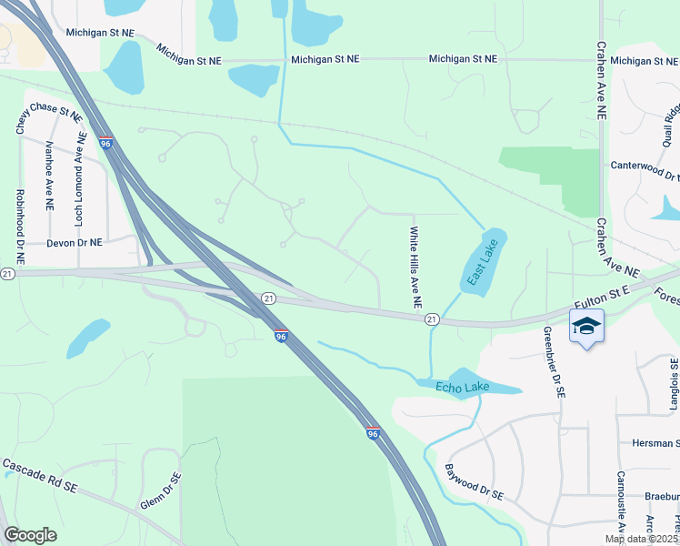 map of restaurants, bars, coffee shops, grocery stores, and more near 3888 Bridgestone Drive Northeast in Grand Rapids