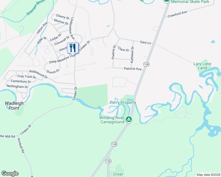 map of restaurants, bars, coffee shops, grocery stores, and more near 9 River Bend Circle in Exeter