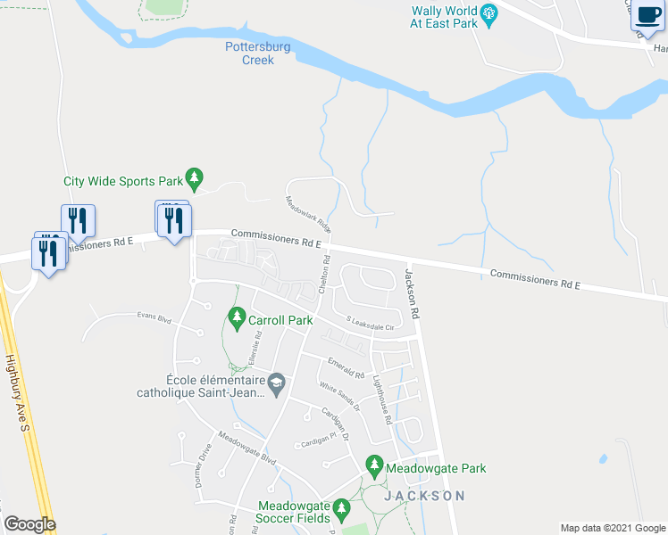map of restaurants, bars, coffee shops, grocery stores, and more near 589 North Leaksdale Circle in London