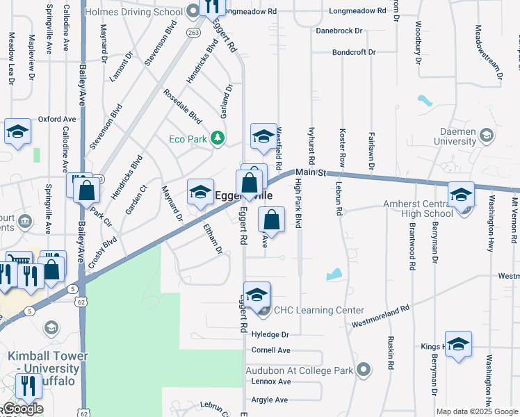 map of restaurants, bars, coffee shops, grocery stores, and more near 26 Chassin Avenue in Buffalo