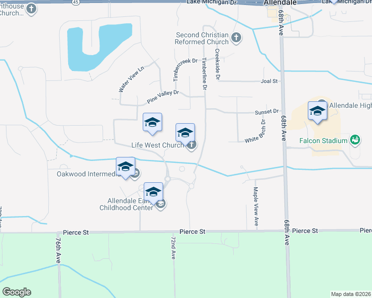 map of restaurants, bars, coffee shops, grocery stores, and more near 7161 Pleasant View Court in Allendale Charter Township