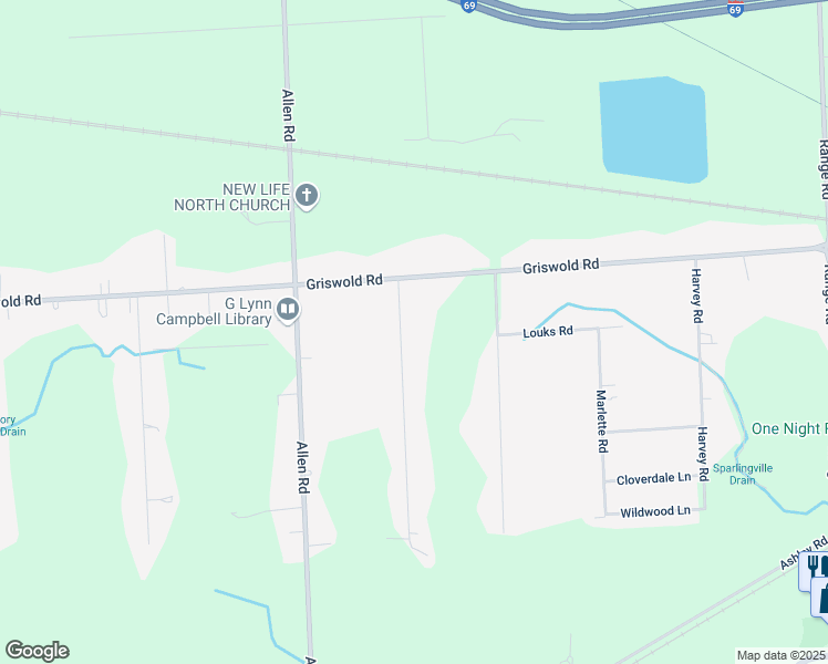 map of restaurants, bars, coffee shops, grocery stores, and more near 1952 Omar Road in Smiths Creek
